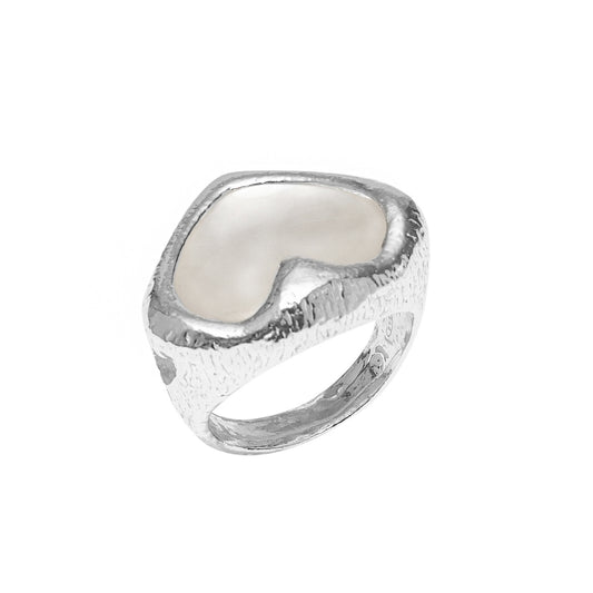 Sally – anello in argento naturale e madreperla