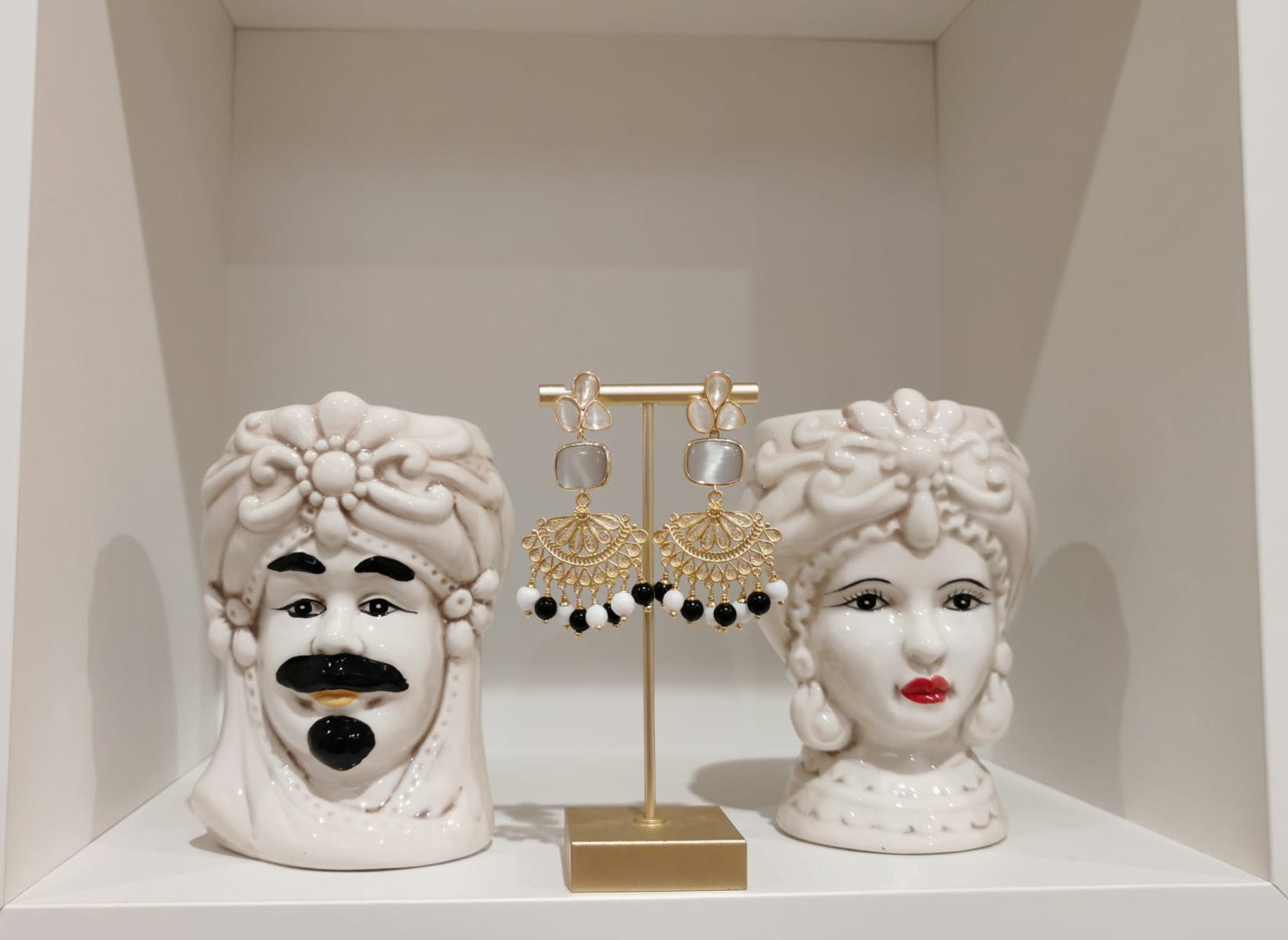 Orecchini a Ventaglio bianco e nero