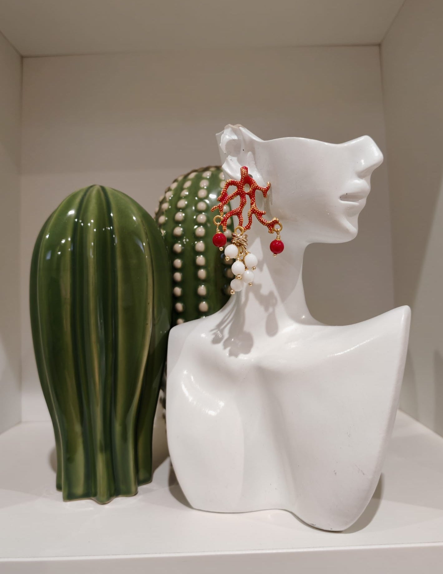 Orecchini Corallo con perle Rosse
