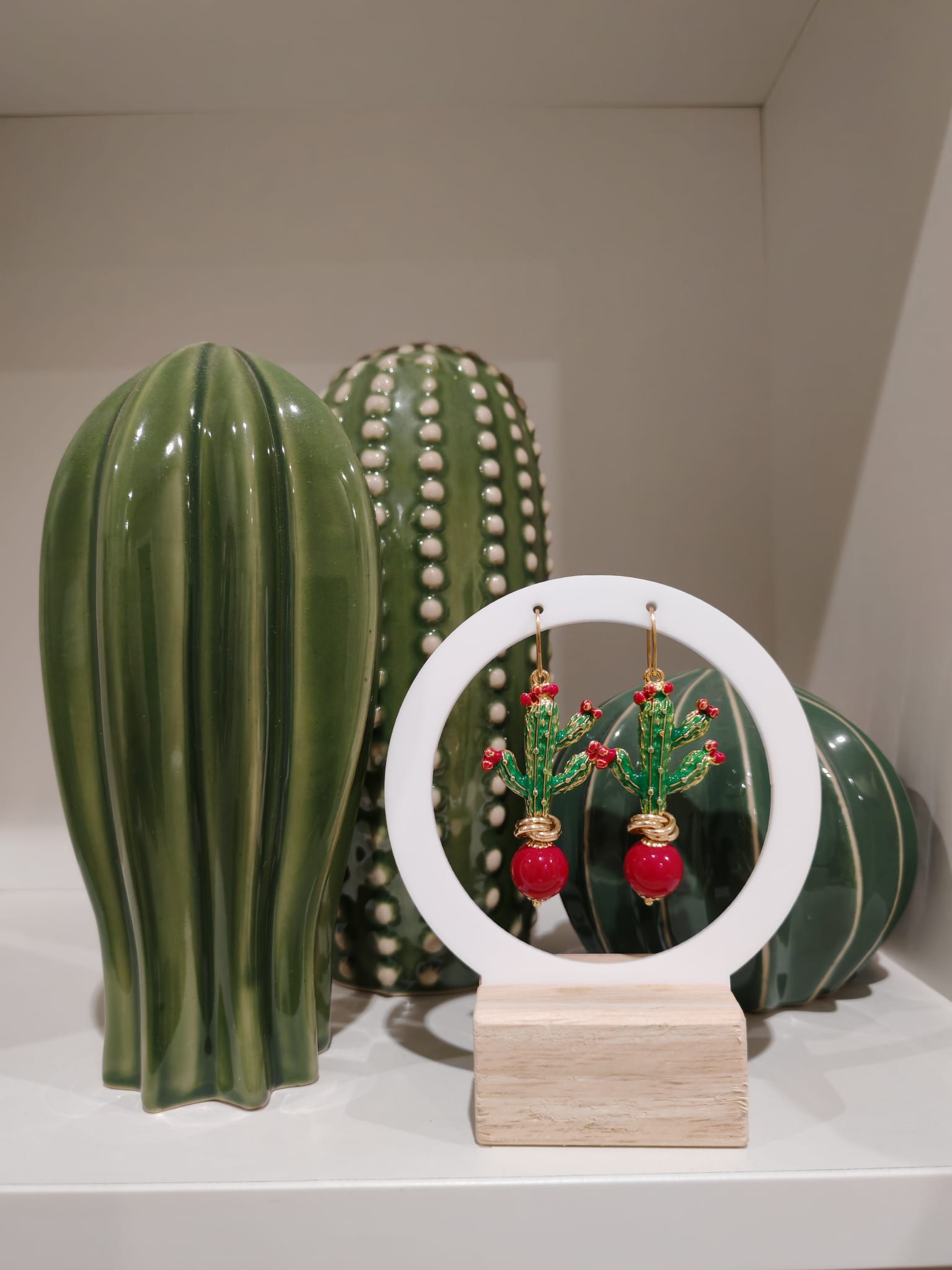 Orecchini Cactus perle rosse