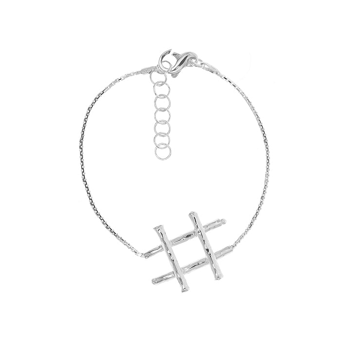 Hashtag – bracciale in argento naturale