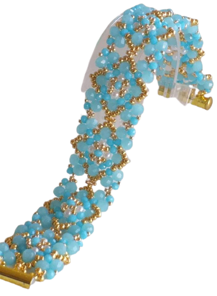 Bracciale Perline Azzurro e Oro - Dalita