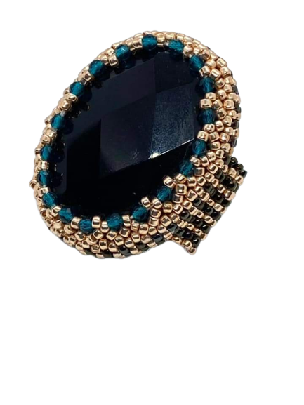 Blue and Gold Onyx Ring