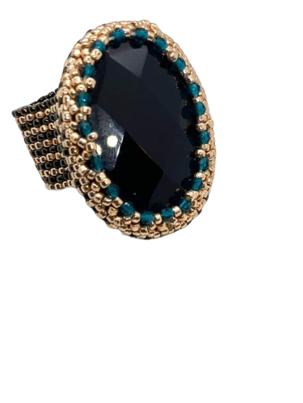 Blue and Gold Onyx Ring