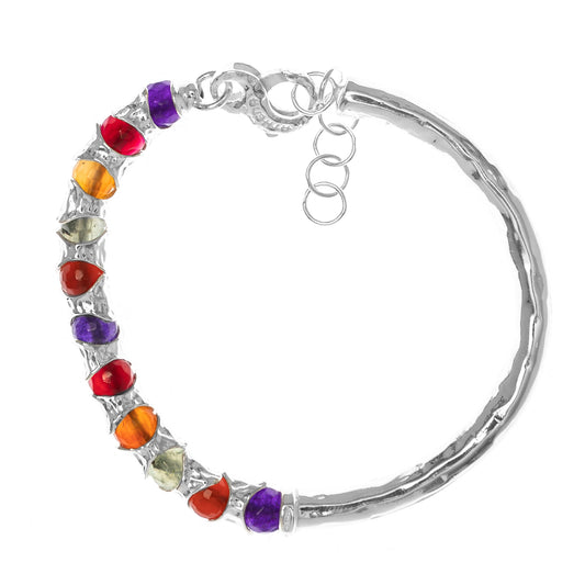 Rainbow New - bracelet in natural silver and stones