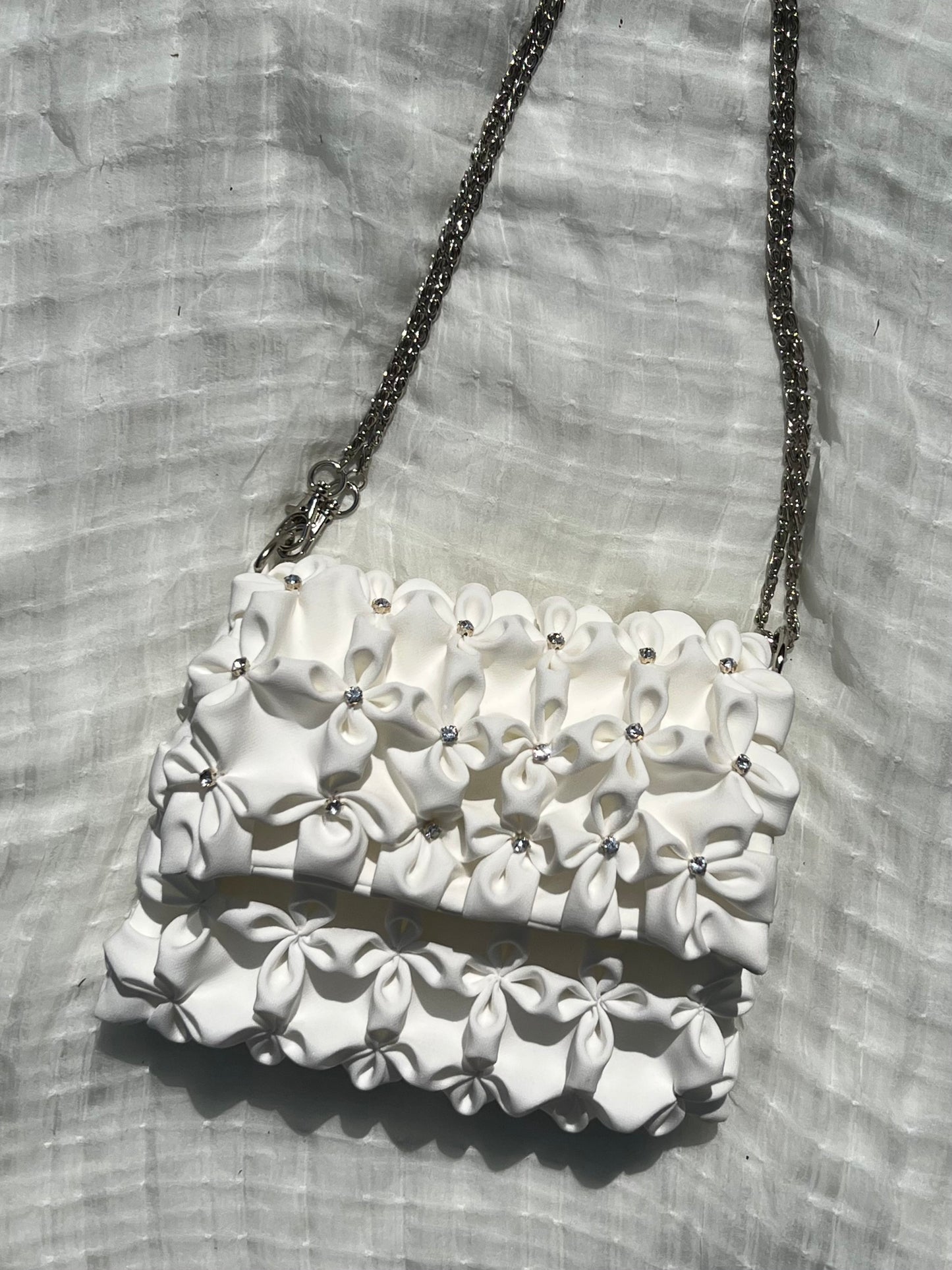 Mini Flower Bag White Crystal