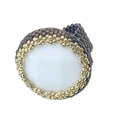 White Agate and Beads Ring