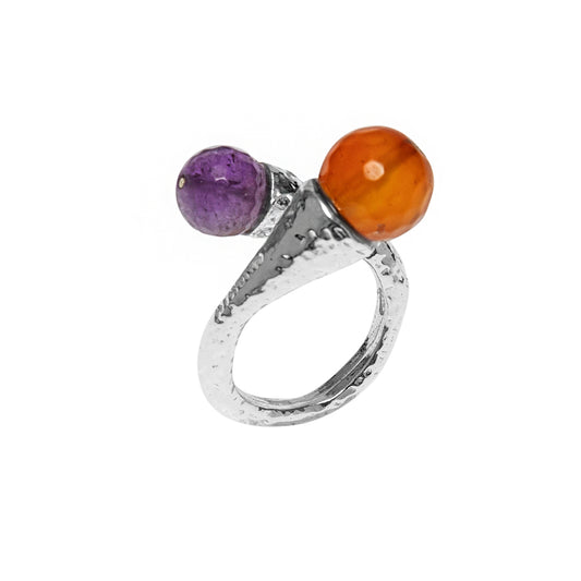 Rainbow New - ring in natural silver and stones 