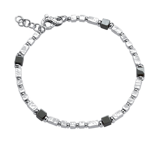 Soulman - natural silver and hematite bracelet