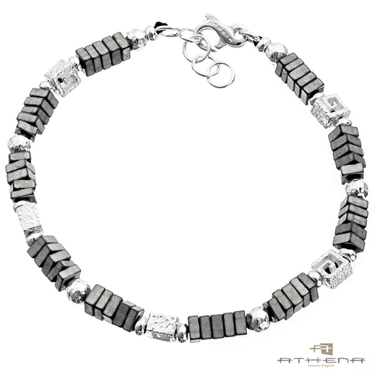 Soulman - men's bracelet in natural silver and stones