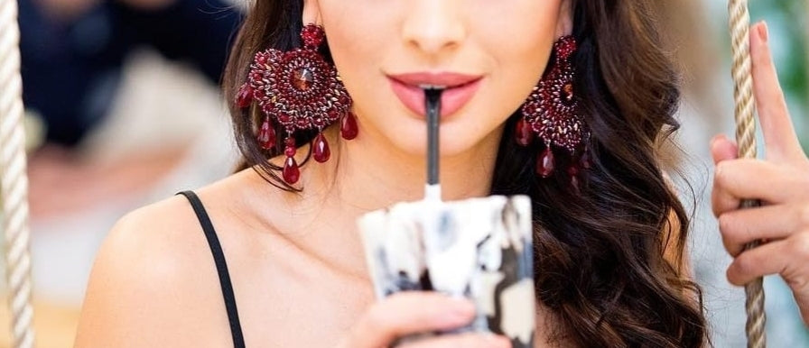 Red Embroidered Earrings