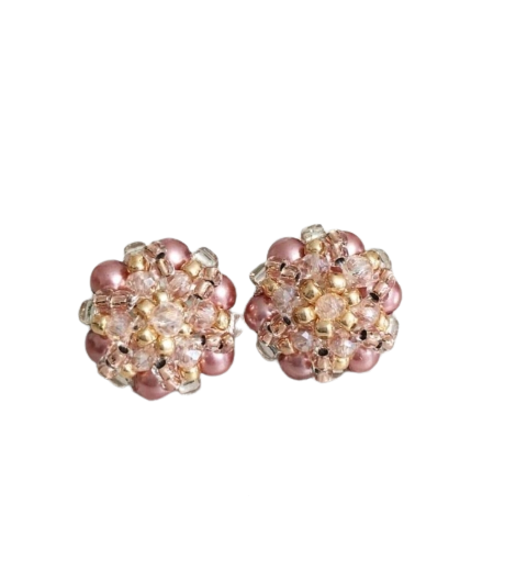 Pink Flower Lobe Earrings