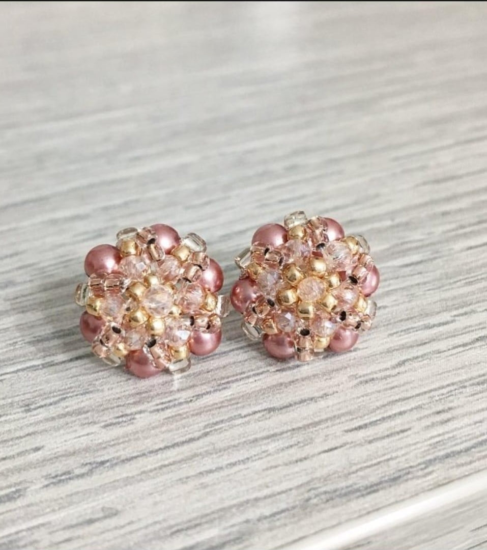 Pink Flower Lobe Earrings