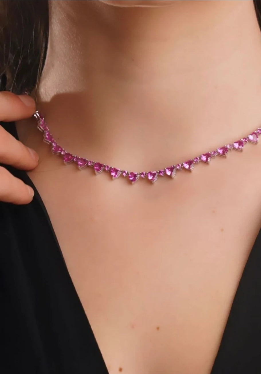 Pink Hearts Choker