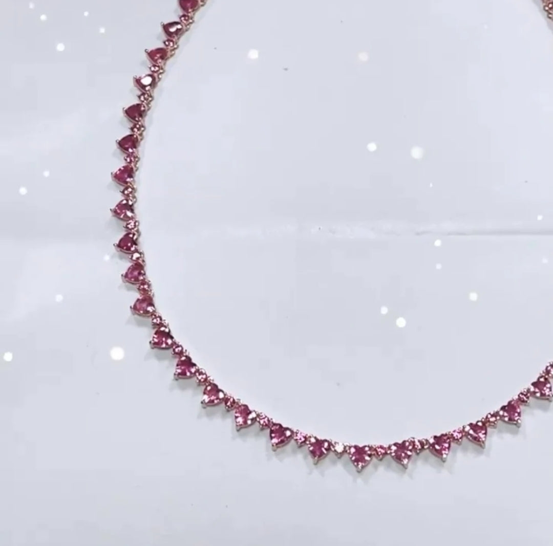 Pink Hearts Choker