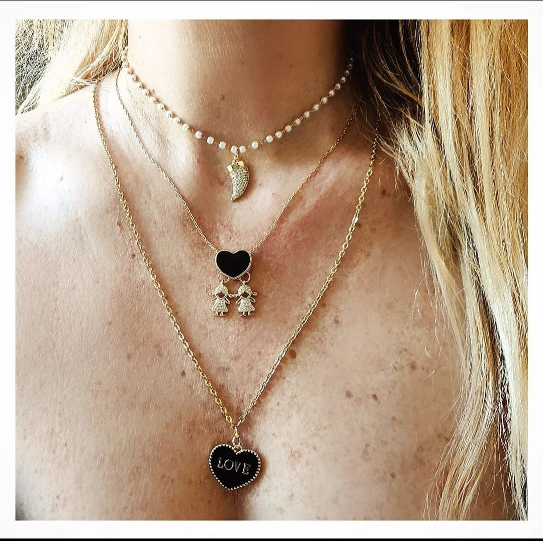 Composition Black Hearts Necklaces