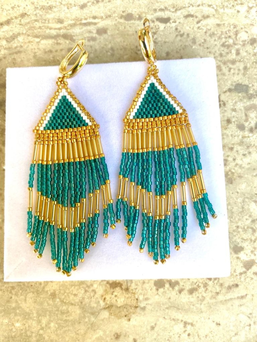 Triangle Earrings with Fringes