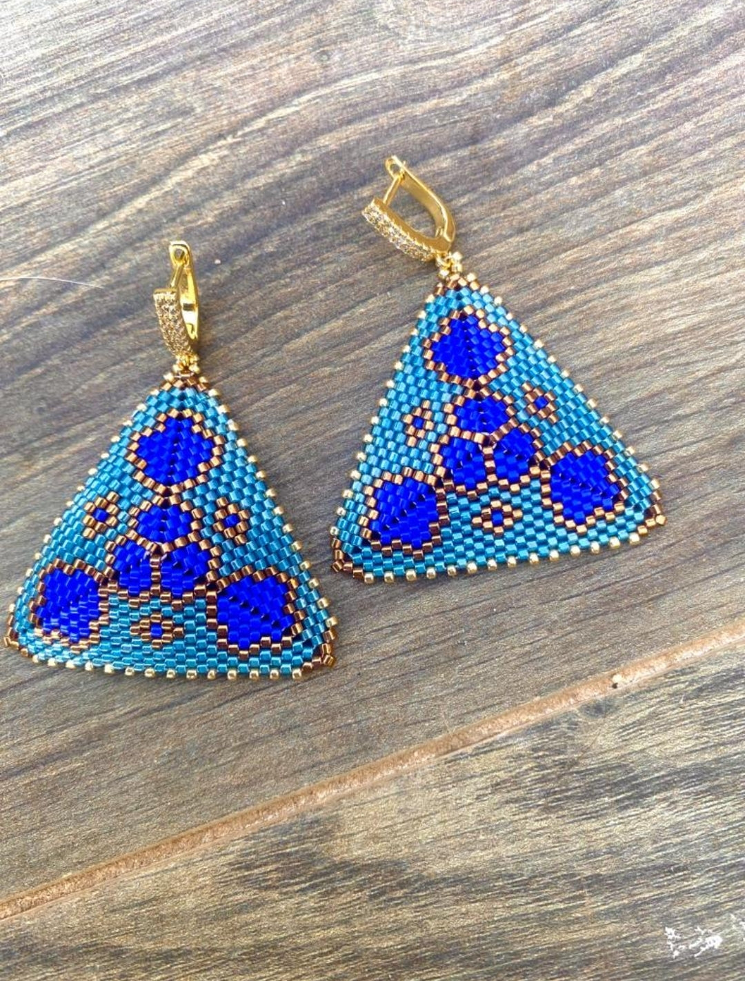 Blue Triangle Earrings