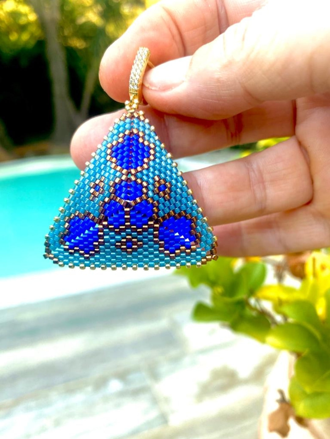 Blue Triangle Earrings