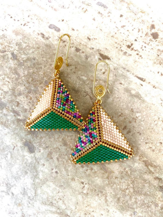 Multicolor Triangle Earrings