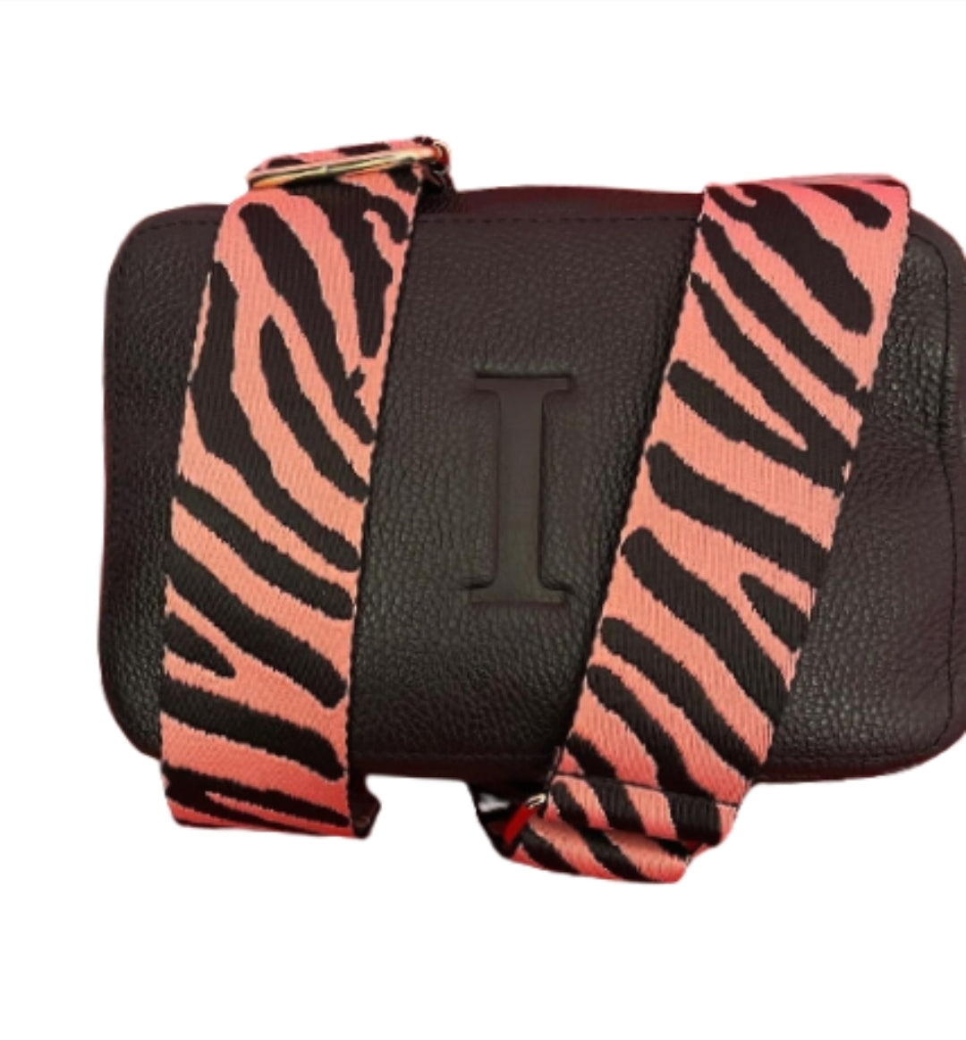 Double Zip Shoulder Strap Zebra / Salmon